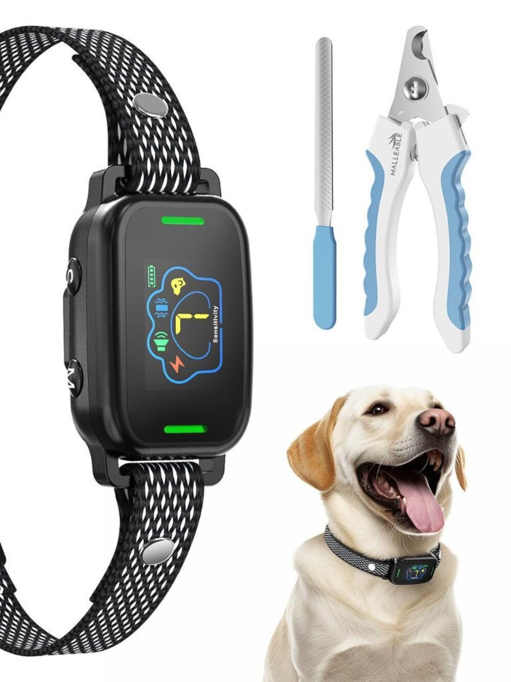 3-in-1 Dog Training & Grooming Kit | Adjustable Bark Collar, Nail Clipper & Nail